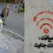 graffiti que representa la censura de Internet en Irán