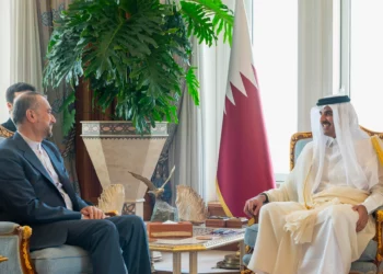 El jeque Tamim bin Hamad Al Thani, emir de Catar, y Hossein Amir-Abdollahian