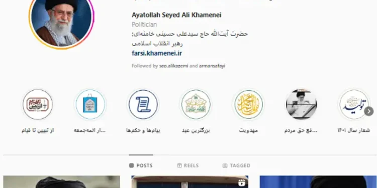 Cuenta de Instagram del líder supremo de Irán, Alí Jamenei